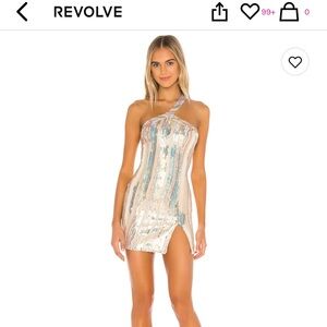 REVOLVE Gold Sequin One Shoulder Cicely Mini Dress
